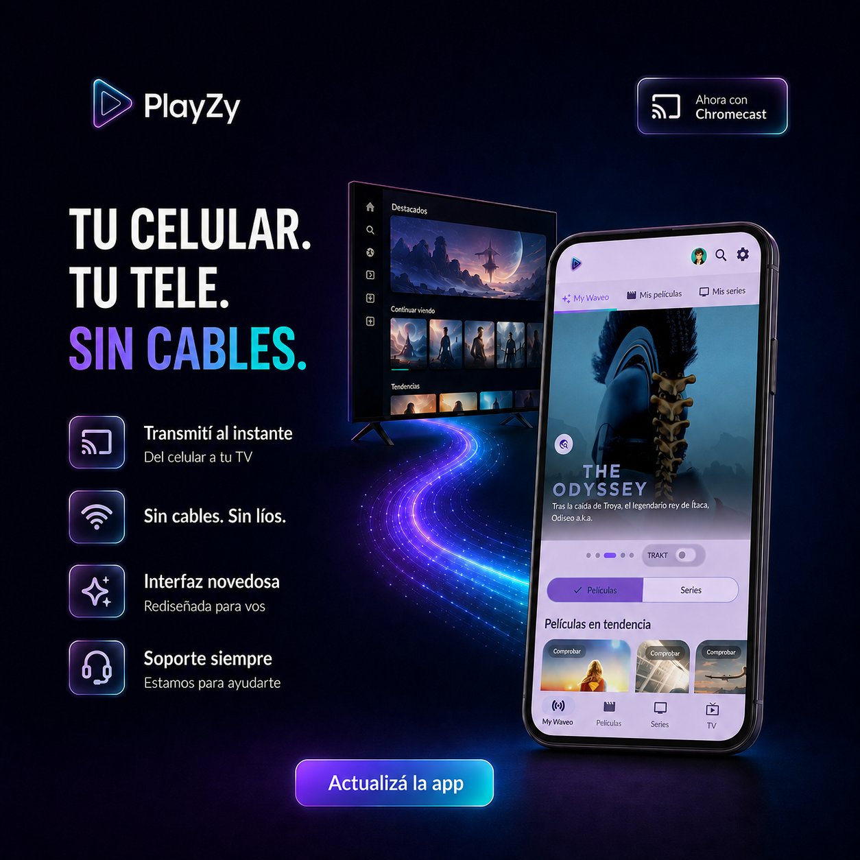 Se acabaron los cables: así transmitís Playzy a tu TV